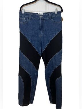 Mandinga Two-Tone Blue and Black Panel Jeans